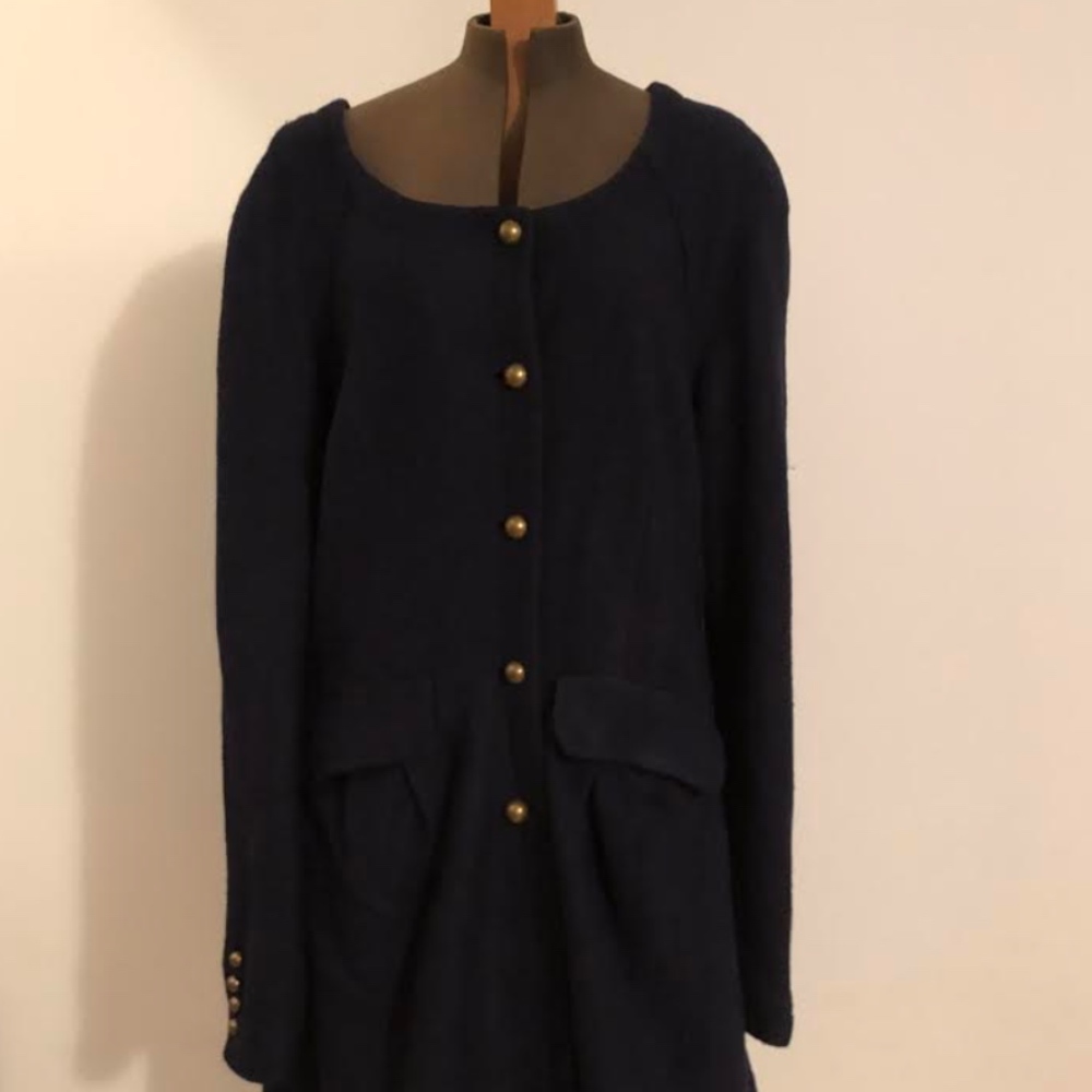 Free People  Navy wool coat one of a kind.